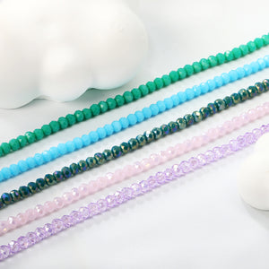 3.6mm rhombic round beads azure/mint green/colorful purple/light pink/colorful dark green Bracelet 18+3cm+6mm round tag Gold color