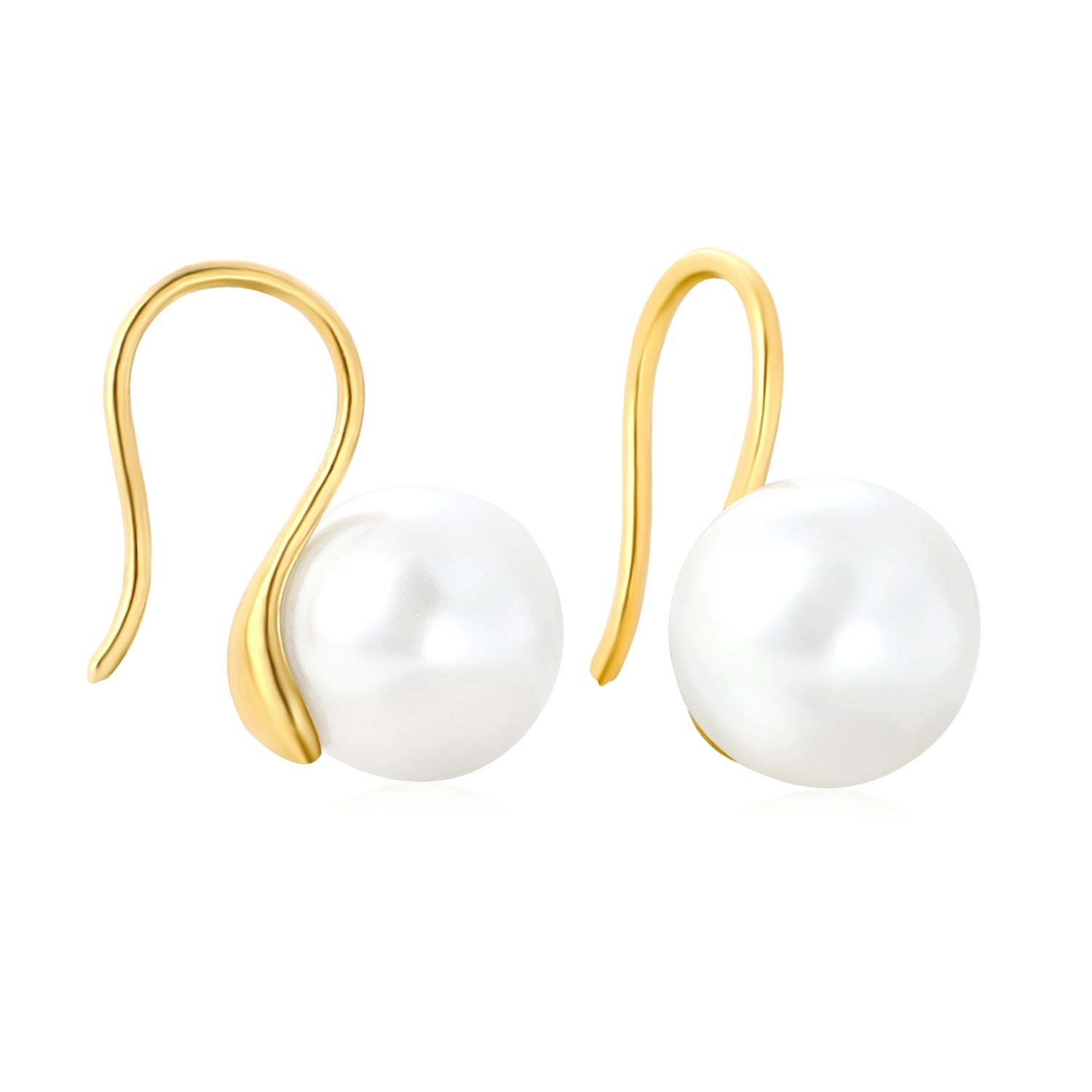 10mm Imitation Pearl Earrings, Gold asonjewelry