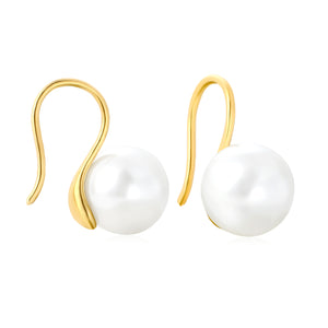 10mm Imitation Pearl Earrings, Gold