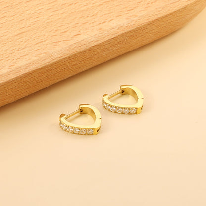 Heart Shaped Circle with White & Pink Diamonds Ear Clips 2.8*14.*12.8mm asonjewelry