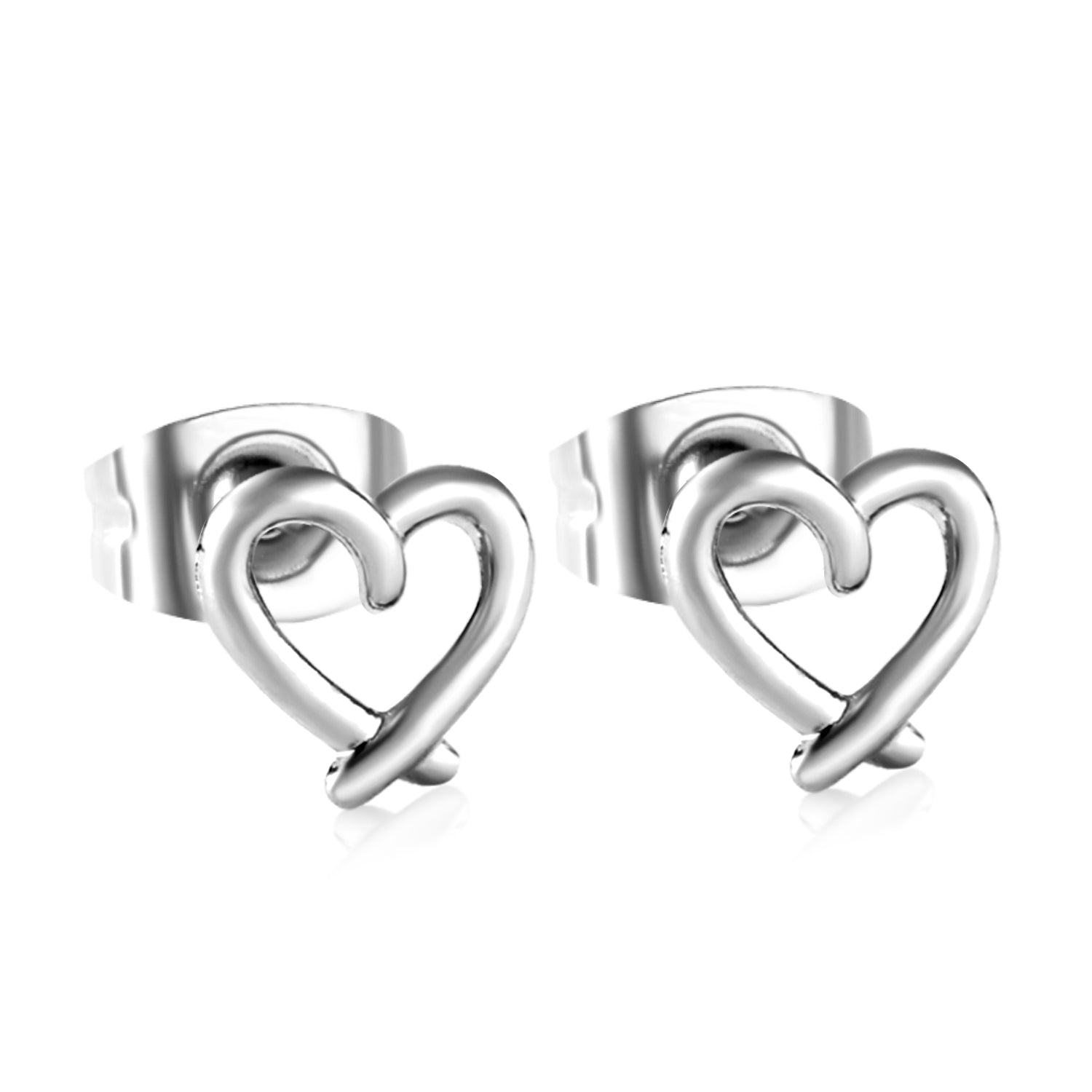 7*6mm Heart shaped pin earrings steel color/golden asonjewelry