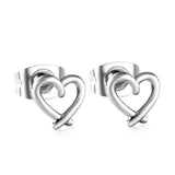 7*6mm Heart shaped pin earrings steel color/golden