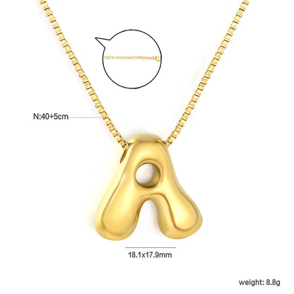 Alphabet Pendant A-Z 1.2 Box 40+5cm + 6mm Round Tail Tag Necklace Gold asonjewelry