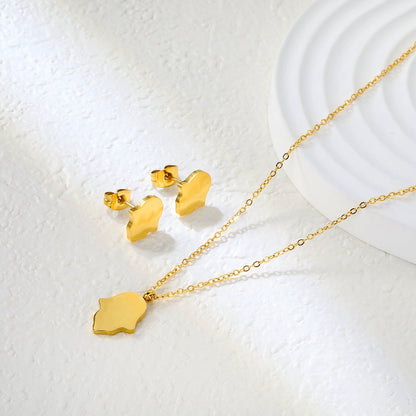 Glossy set Gold/light blue Earrings: 8.7*10.8mm Pendant: 10.7*13.6mm 0.3 cross chain 40+5cm+6mm round plate asonjewelry