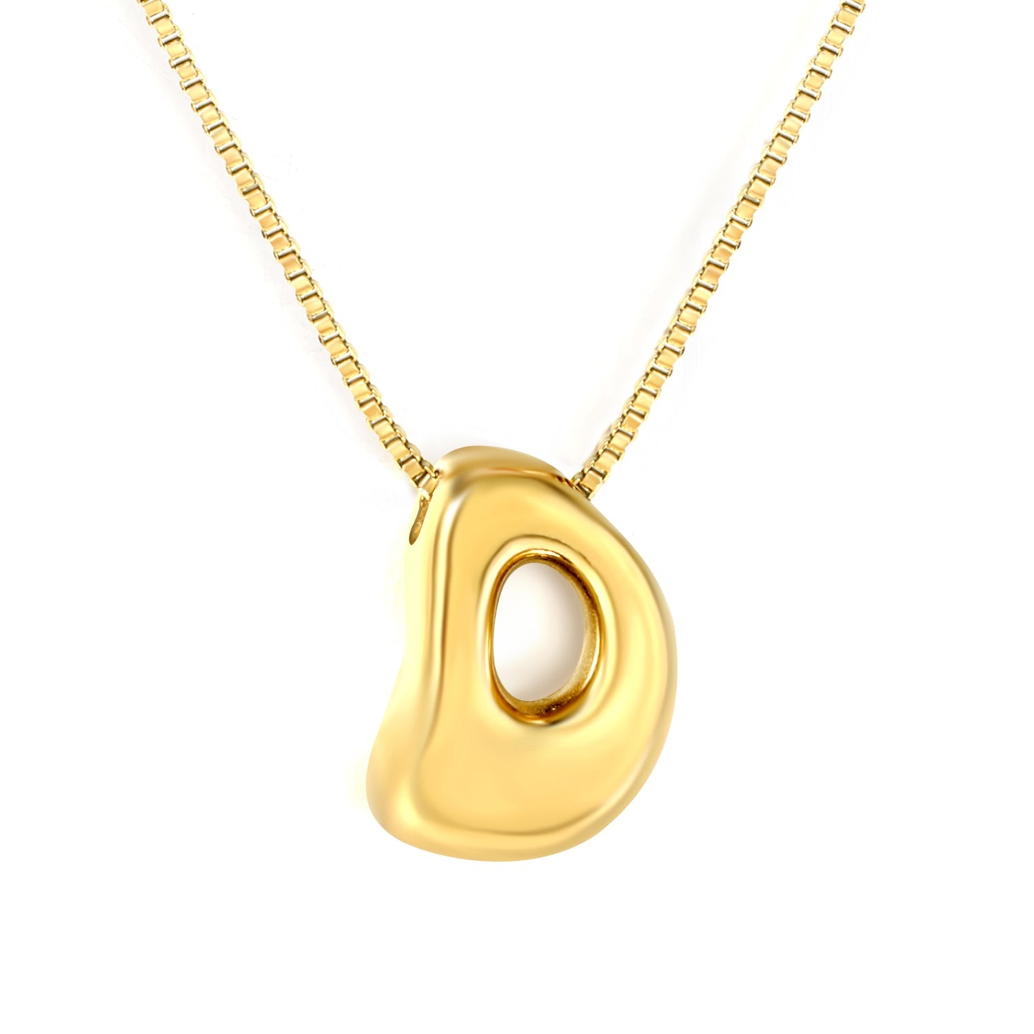 Alphabet Pendant A-Z 1.2 Box 40+5cm + 6mm Round Tail Tag Necklace Gold asonjewelry