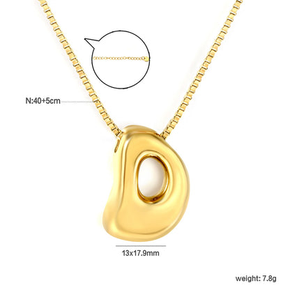 Alphabet Pendant A-Z 1.2 Box 40+5cm + 6mm Round Tail Tag Necklace Gold asonjewelry