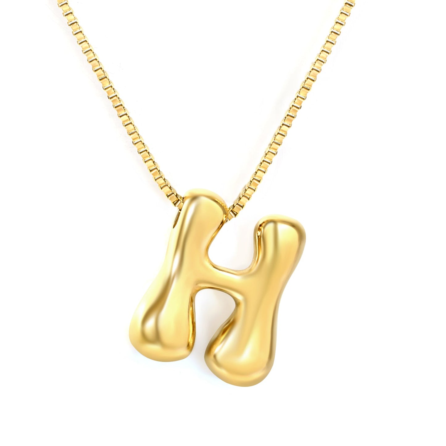 Alphabet Pendant A-Z 1.2 Box 40+5cm + 6mm Round Tail Tag Necklace Gold asonjewelry