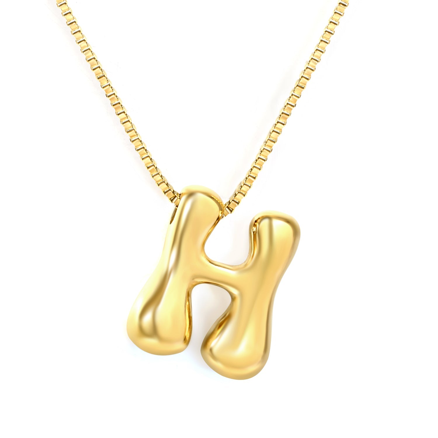 Alphabet Pendant A-Z 1.2 Box 40+5cm + 6mm Round Tail Tag Necklace Gold asonjewelry