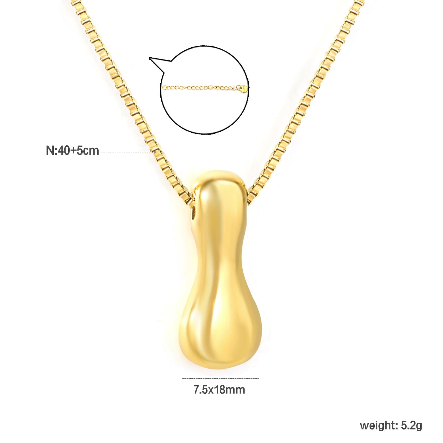 Alphabet Pendant A-Z 1.2 Box 40+5cm + 6mm Round Tail Tag Necklace Gold asonjewelry