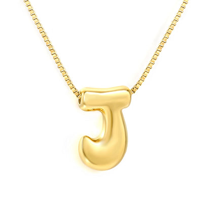 Alphabet Pendant A-Z 1.2 Box 40+5cm + 6mm Round Tail Tag Necklace Gold asonjewelry