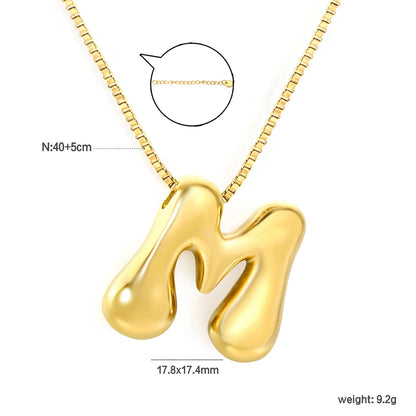Alphabet Pendant A-Z 1.2 Box 40+5cm + 6mm Round Tail Tag Necklace Gold asonjewelry