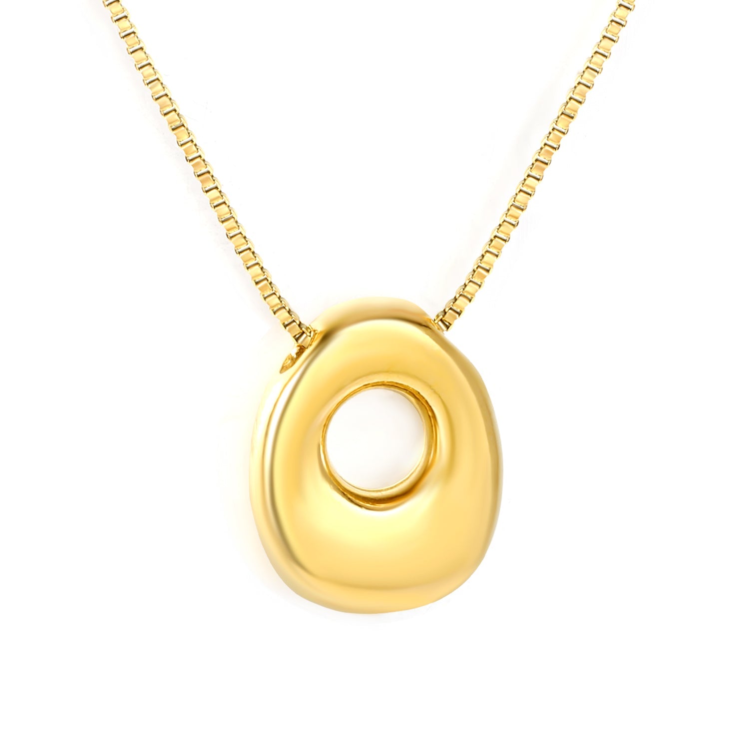 Alphabet Pendant A-Z 1.2 Box 40+5cm + 6mm Round Tail Tag Necklace Gold asonjewelry