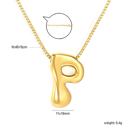 Alphabet Pendant A-Z 1.2 Box 40+5cm + 6mm Round Tail Tag Necklace Gold asonjewelry