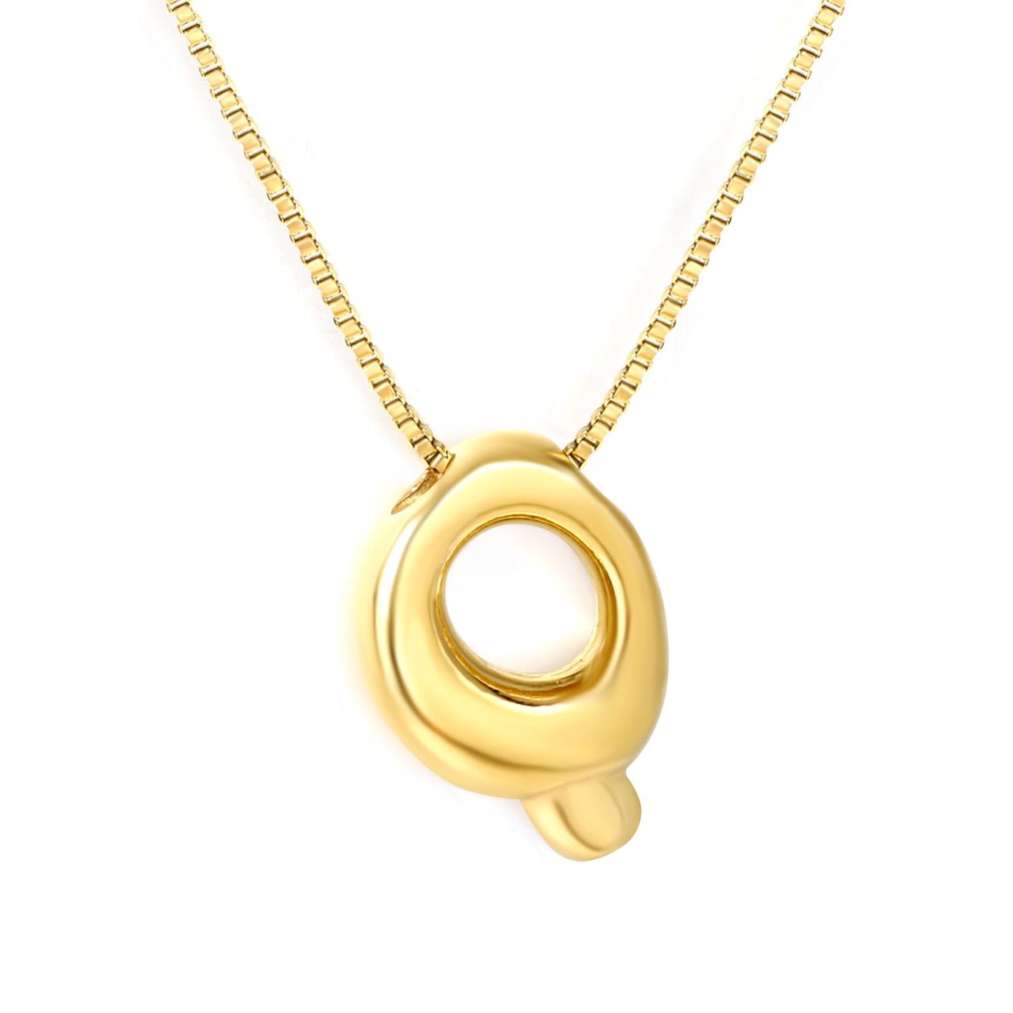 Alphabet Pendant A-Z 1.2 Box 40+5cm + 6mm Round Tail Tag Necklace Gold asonjewelry
