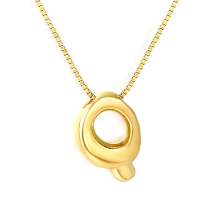 Alphabet Pendant A-Z 1.2 Box 40+5cm + 6mm Round Tail Tag Necklace Gold asonjewelry