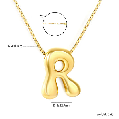 Alphabet Pendant A-Z 1.2 Box 40+5cm + 6mm Round Tail Tag Necklace Gold asonjewelry