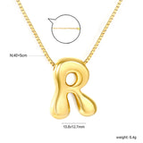 Alphabet Pendant A-Z 1.2 Box 40+5cm + 6mm Round Tail Tag Necklace Gold
