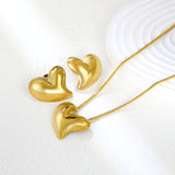 Love Set Steel/Gold/Mixed Earrings: 27*27.3mm Pendant: 27*27.3mm 1.6 Round Snake Chain 43+5cm+6mm Round Tail Tag