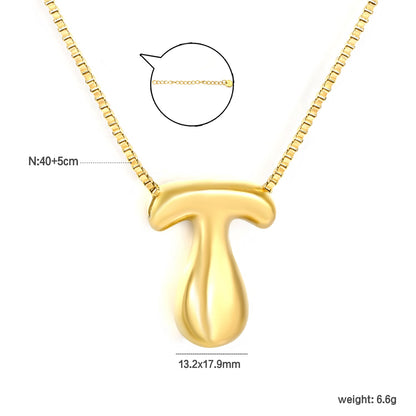Alphabet Pendant A-Z 1.2 Box 40+5cm + 6mm Round Tail Tag Necklace Gold asonjewelry