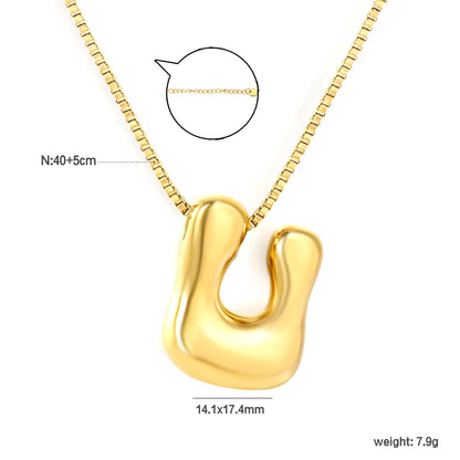 Alphabet Pendant A-Z 1.2 Box 40+5cm + 6mm Round Tail Tag Necklace Gold asonjewelry