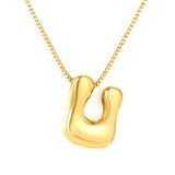 Alphabet Pendant A-Z 1.2 Box 40+5cm + 6mm Round Tail Tag Necklace Gold