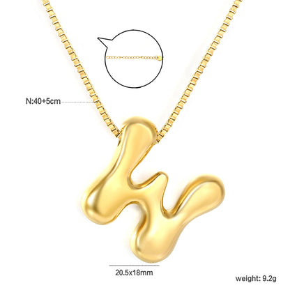 Alphabet Pendant A-Z 1.2 Box 40+5cm + 6mm Round Tail Tag Necklace Gold asonjewelry