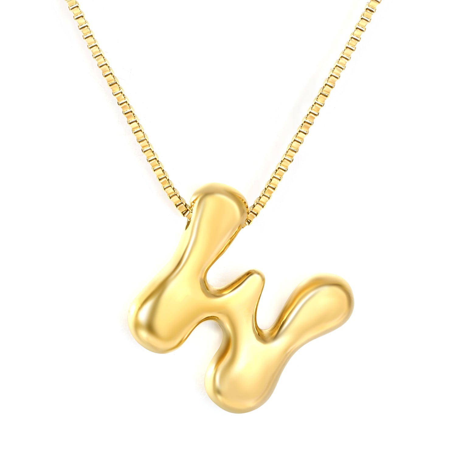 Alphabet Pendant A-Z 1.2 Box 40+5cm + 6mm Round Tail Tag Necklace Gold asonjewelry