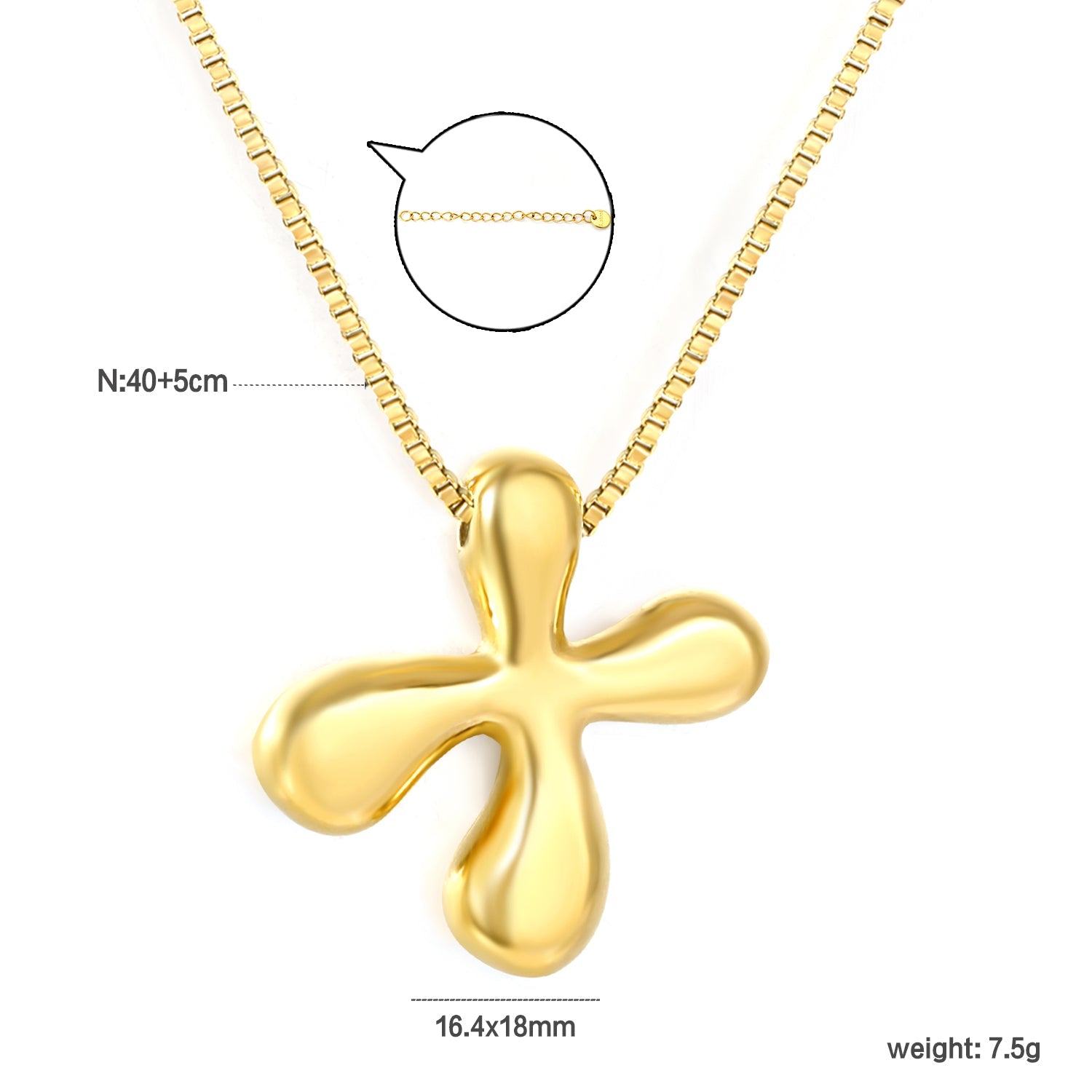 Alphabet Pendant A-Z 1.2 Box 40+5cm + 6mm Round Tail Tag Necklace Gold asonjewelry