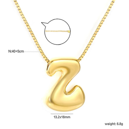 Alphabet Pendant A-Z 1.2 Box 40+5cm + 6mm Round Tail Tag Necklace Gold asonjewelry