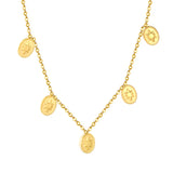 6.2*8.4mm Five-Pointed Star Elliptical Pendant 0.35mm Cross Chain Round Tassel Pendant Necklace Gold