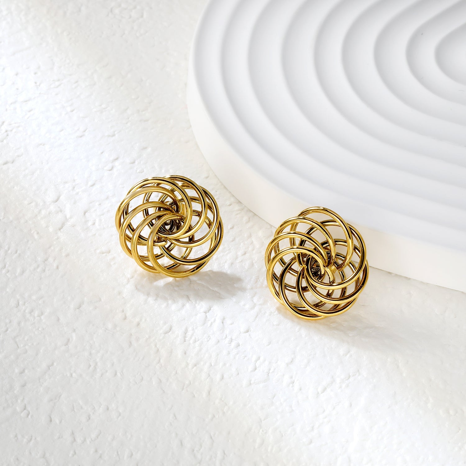 19.7mm round flower garland stud earrings gold color asonjewelry