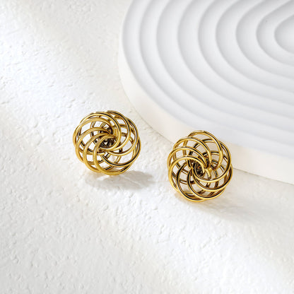 19.7mm round flower garland stud earrings gold color asonjewelry