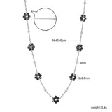 3mm steel beads x 15 + 7 mixed-color/black flower pendants Necklace 40+5cm Gold/steel