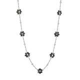 3mm steel beads x 15 + 7 mixed-color/black flower pendants Necklace 40+5cm Gold/steel