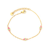 9x5mm Candy Drop Beads + 0.4mm Cross Chain 18+3cm + 6mm Tag Bracelet Gold Color