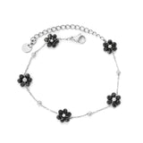0.3 cross chain ¡Á3mm steel beads ¡Á9 + 8*8.6mm black bead flower pendant , bracelet, steel/gold