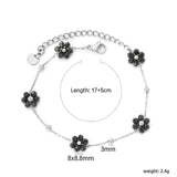 0.3 cross chain ¡Á3mm steel beads ¡Á9 + 8*8.6mm black bead flower pendant , bracelet, steel/gold
