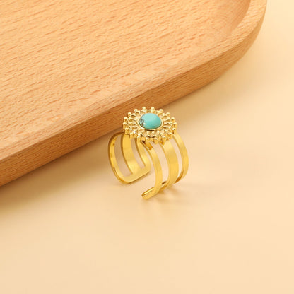 Open Band & Tiny Bead Lace & Turquoise Ring asonjewelry