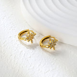 10.9mm eight-pointed star imitation white Czech crystal earring with 2.2mm earring post and 10mm inner diameter, gold-colored