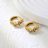 5.7 x 12.5mm Six-Piece Round White Zirconia Stud Earrings with 2.2mm Post and 10mm Inner Diameter, Gold