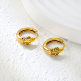 5.5 x 8.5mm cactus-shaped imitation white Czech crystal earring with a 2.2mm earring post and a 10mm inner diameter, gold-colored