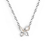 8.8*9.1mm Butterfly Sticky White Diamonds Pendant 0.35 Cross Necklace 45+5cm+6mm Round Plaque Necklace Steel/Gold Large Size 12mm White Diamonds
