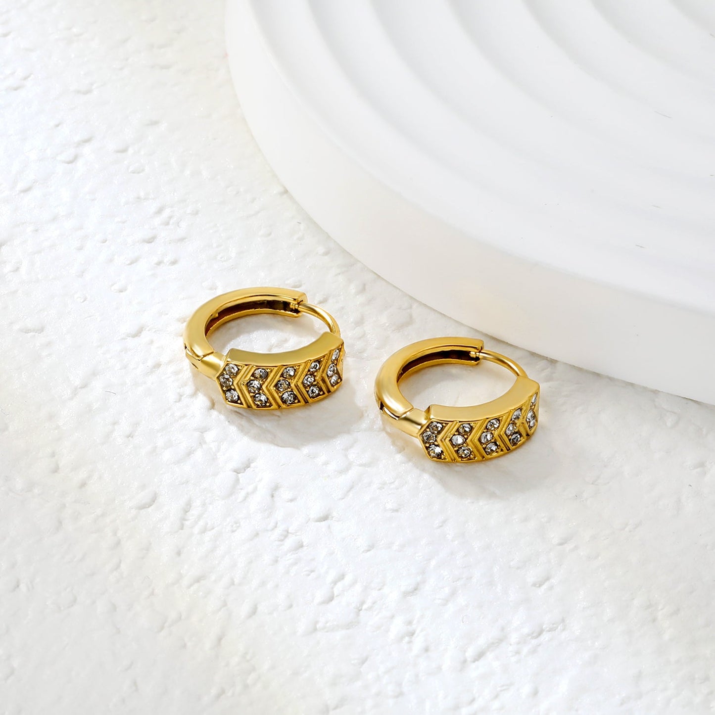 4.5 x 11mm hexagonal with imitation white Czech diamonds, earring hook 2.2 x inner diameter 10mm, gold-colored earrings asonjewelry