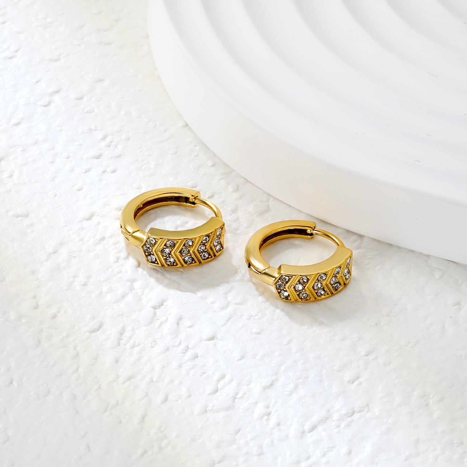4.5 x 11mm hexagonal with imitation white Czech diamonds, earring hook 2.2 x inner diameter 10mm, gold-colored earrings asonjewelry