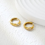 3.7 x 6.7mm diamond-shaped white zirconia stud earrings with a 2.2mm post and a 10mm inner diameter, gold-colored