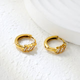 4.2 x 8mm three oblique square-shaped white zirconia earrings with 2.2 x 10mm inner diameter ear hooks, gold color