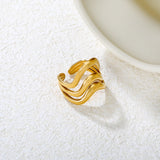 19.7mm Irregular Wavy Open Ring Gold 8
