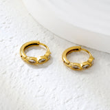 2.9 x 12mm three oval-shaped white zirconia earrings with 2.2 x 10mm inner diameter ear hooks, gold color