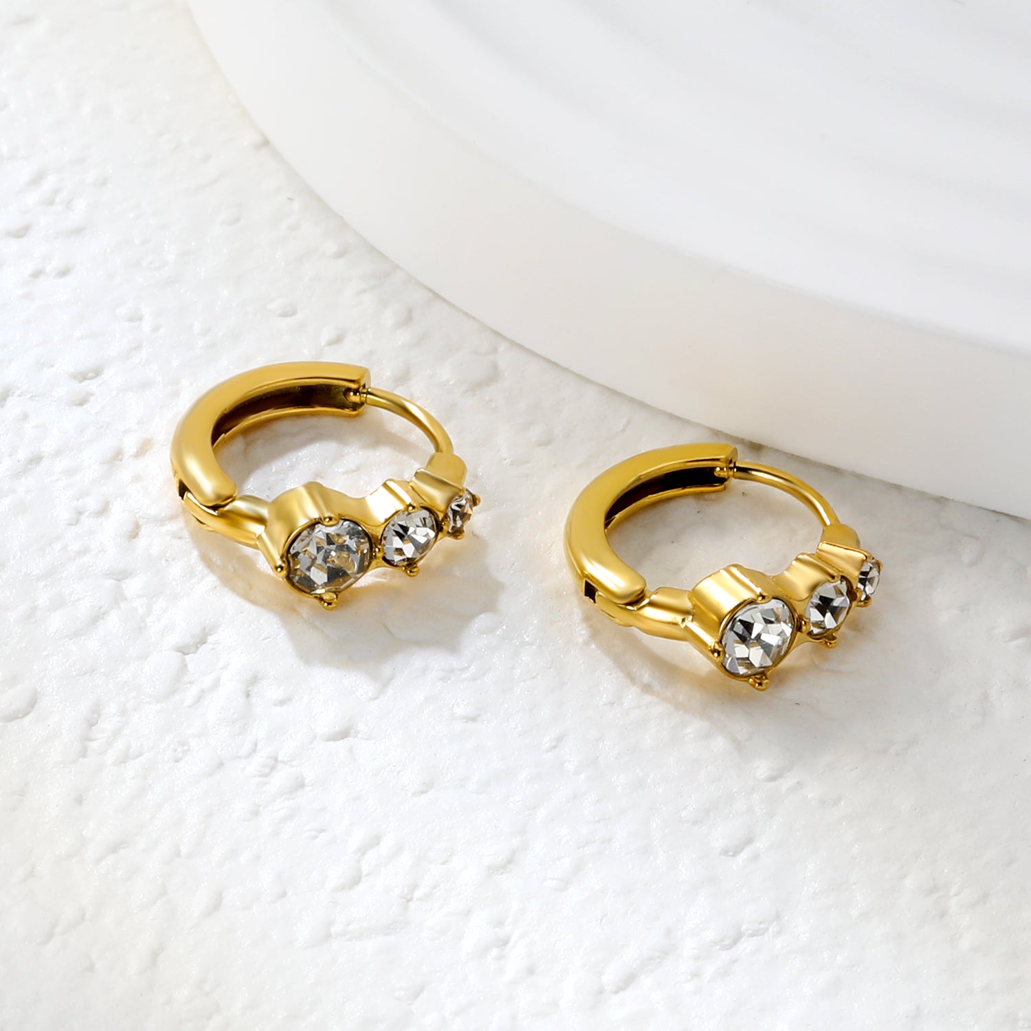 5.4 x 10.7mm Large Round White Zirconia Stud Earrings with 2.2mm Post and 10mm Inner Diameter, Gold asonjewelry