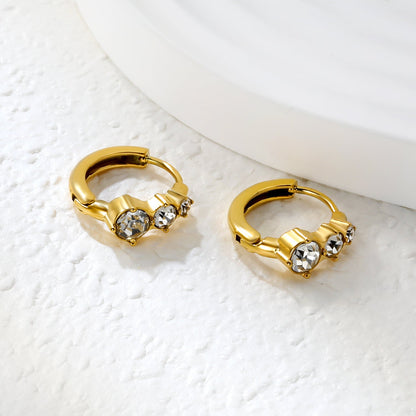 5.4 x 10.7mm Large Round White Zirconia Stud Earrings with 2.2mm Post and 10mm Inner Diameter, Gold asonjewelry